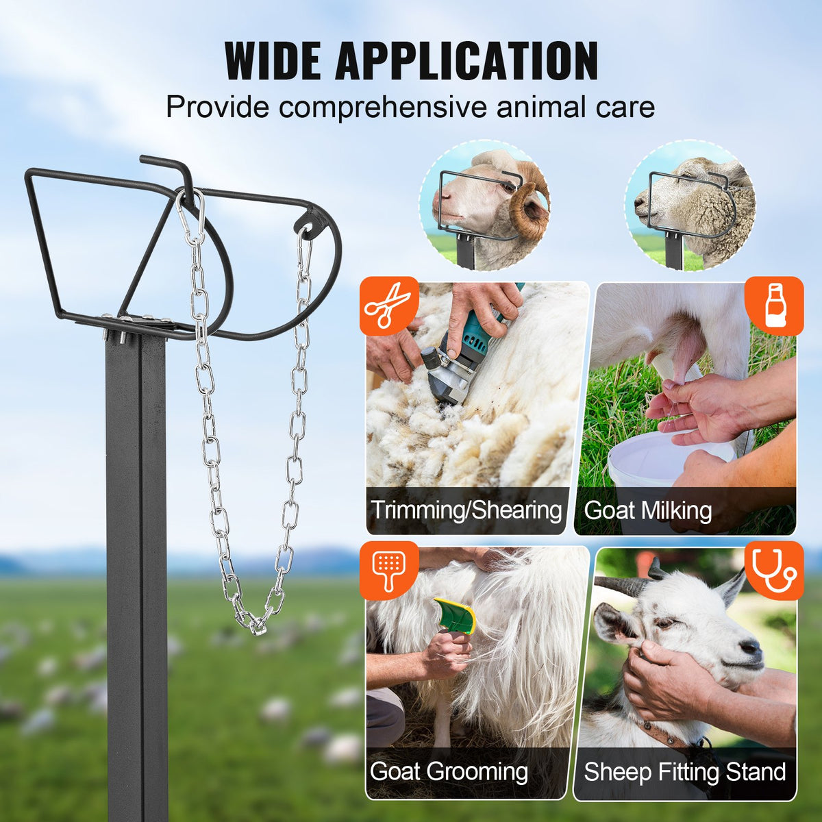 Goat & Sheep Stand, 47x23 inch Livestock Stand, Metal Livestock Milking and Shearing Stand 21" to 33" V952-SCXJJHSYTM47HMU08V0