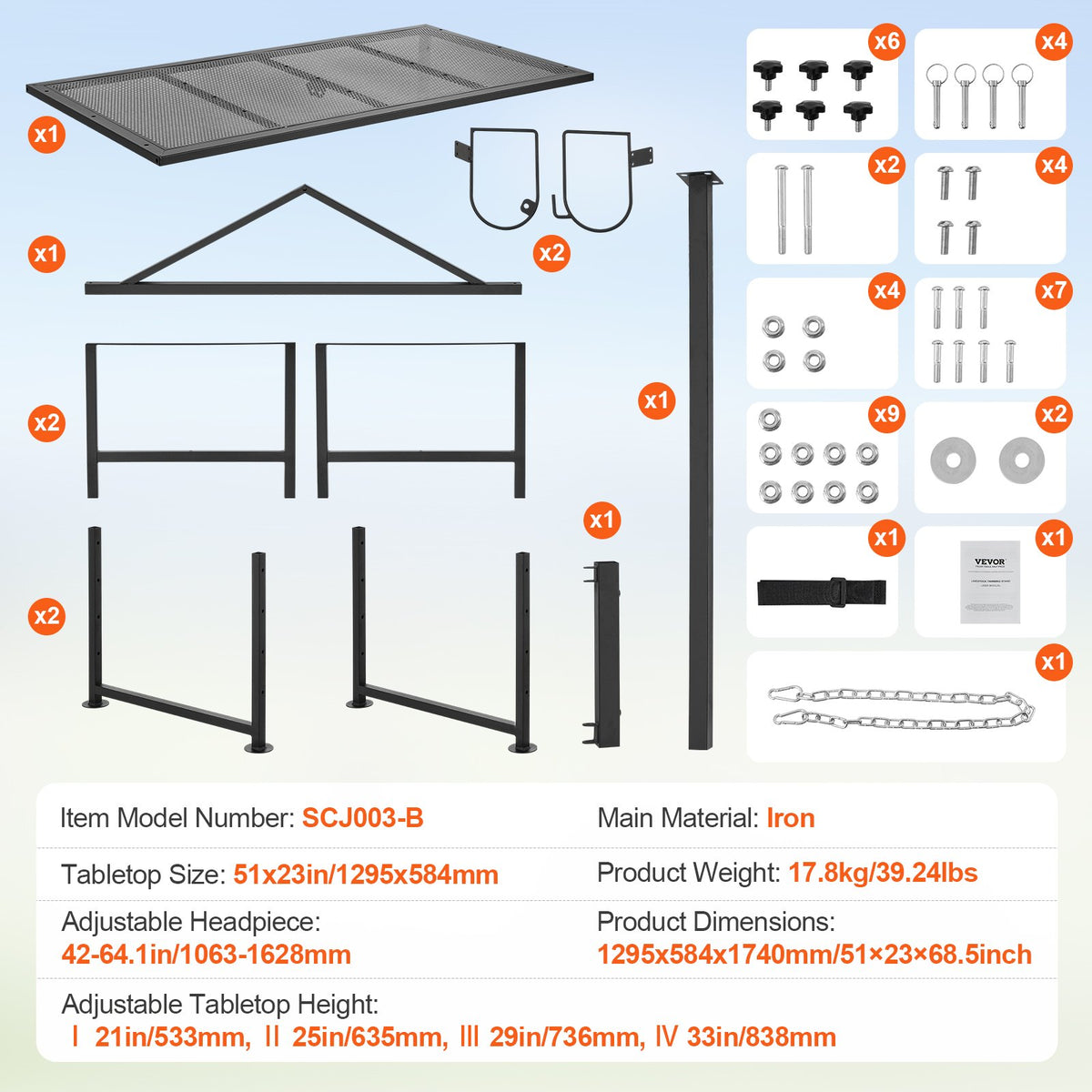 Goat & Sheep Stand, 51x23 inch Livestock Stand, Metal Livestock Milking and Shearing Stand 21" to 33" V952-SCXJJHSYTM519ZQT8V0