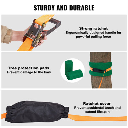Slackline Kit with Training Line, 18.3m Backyard Slack Line Equipment, Easy Setup Tight Rope for Kids Adults, V952-SCXTJ60YCSBX8AGABV0
