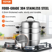 Steamer Pot, 28cm Steamer Pot for Cooking with 8.5QT Stock Pot, Vegetable Steamer & 2 Steaming Grid, 3-Layer V952-SCZG28CM0000NDJSGV0