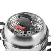 Steamer Pot, 28cm Steamer Pot for Cooking with 8.5QT Stock Pot, Vegetable Steamer & 2 Steaming Grid, 3-Layer V952-SCZG28CM0000NDJSGV0
