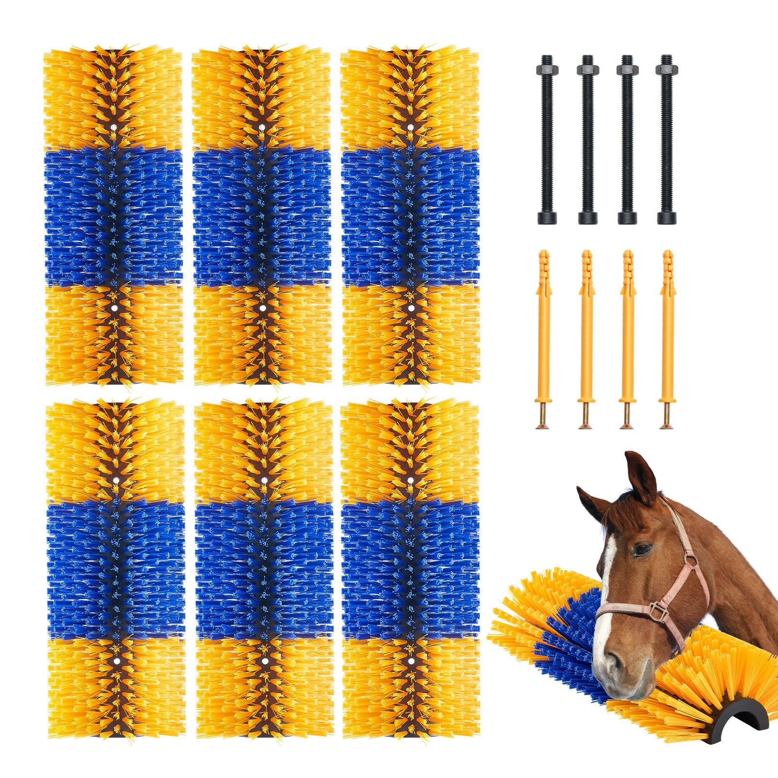 Livestock Scratching Brush, 6 Pcs Horse Brush with 12 Screws, 20 x 7.5 in Cow Scratcher, for Back Itch Relief V952-SCZNS6JDH00096TWIV0