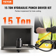 15 Ton Hydraulic Knockout Punch Kit, 1/2" to 4" Conduit Hole Cutter Set, KO Tool Kits with Puncher 10 Piece, V952-SD15T240CR2MM8SYBV0
