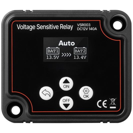 Dual Battery Isolator, 12V 140 Amp, Manual and Automatic VSR Voltage Sensitive Relay with LCD Screen, Smart V952-SDCGLJDQDJQSIRD88001V9
