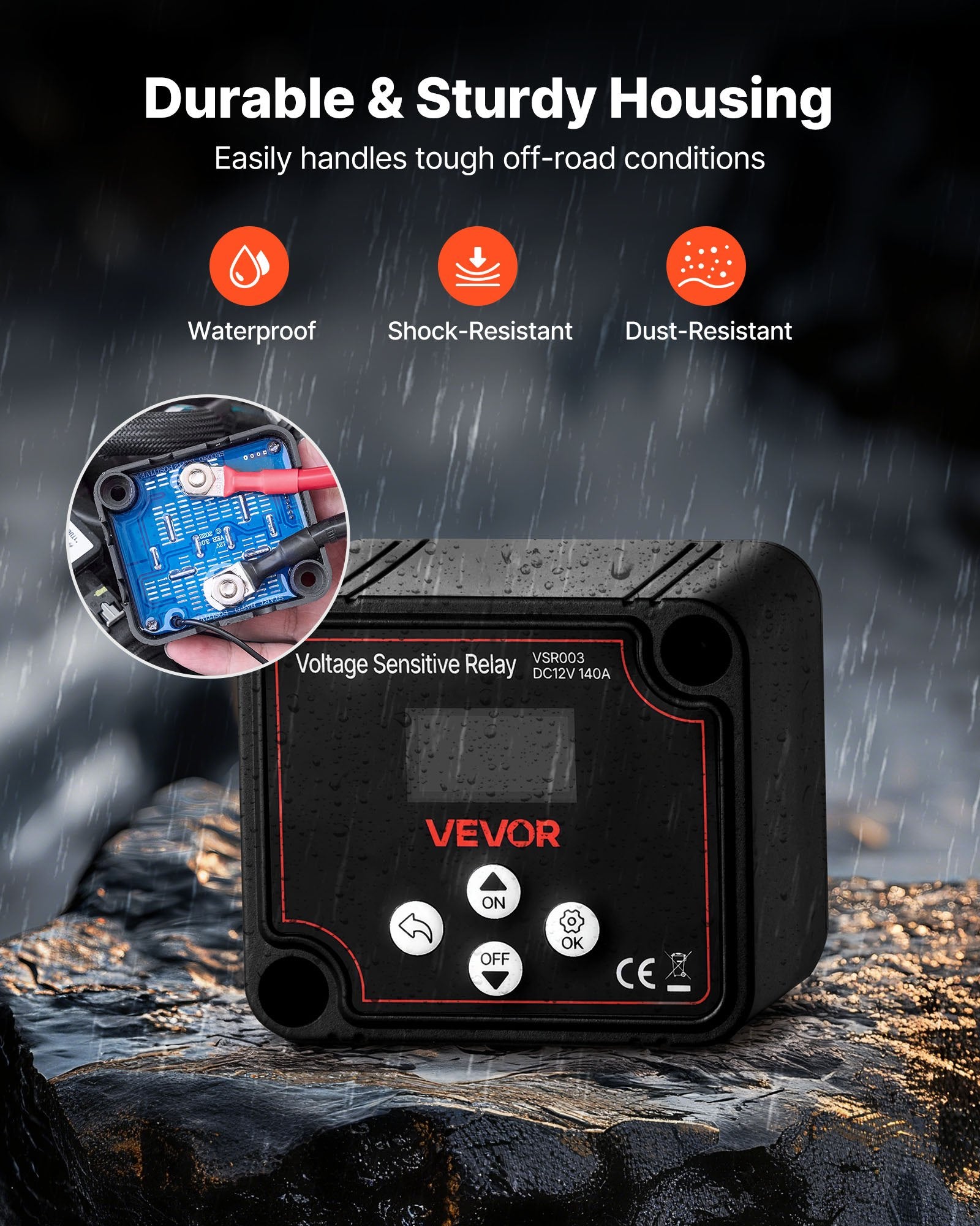 Dual Battery Isolator, 12V 140 Amp, Manual and Automatic VSR Voltage Sensitive Relay with LCD Screen, Smart V952-SDCGLJDQDJQSIRD88001V9