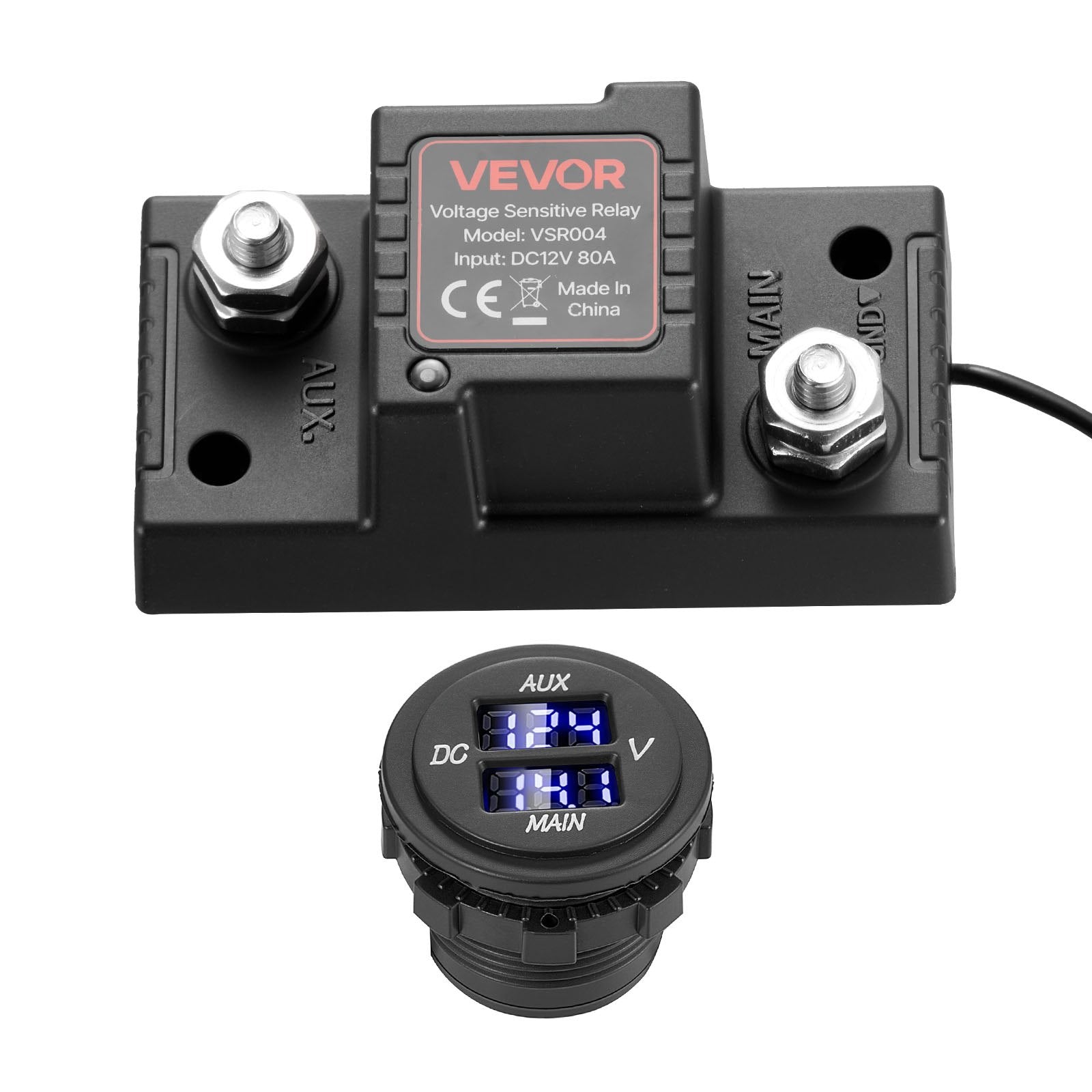 Dual Battery Isolator Kit, 12V 80 Amp, Manual and Automatic VSR Voltage Sensitive Relay with Voltmeter, LCD V952-SDCGLJDQTZQSAGQ2K001V9
