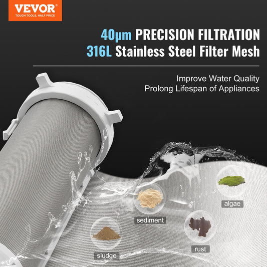 Spin Down Filter, 40 Micron Whole House Sediment Filter for Well Water, 3/4" G-M + 1" G-M + 3/4" G-F, 4 T/H V952-SDCXQZSGLQFCT30OFV0