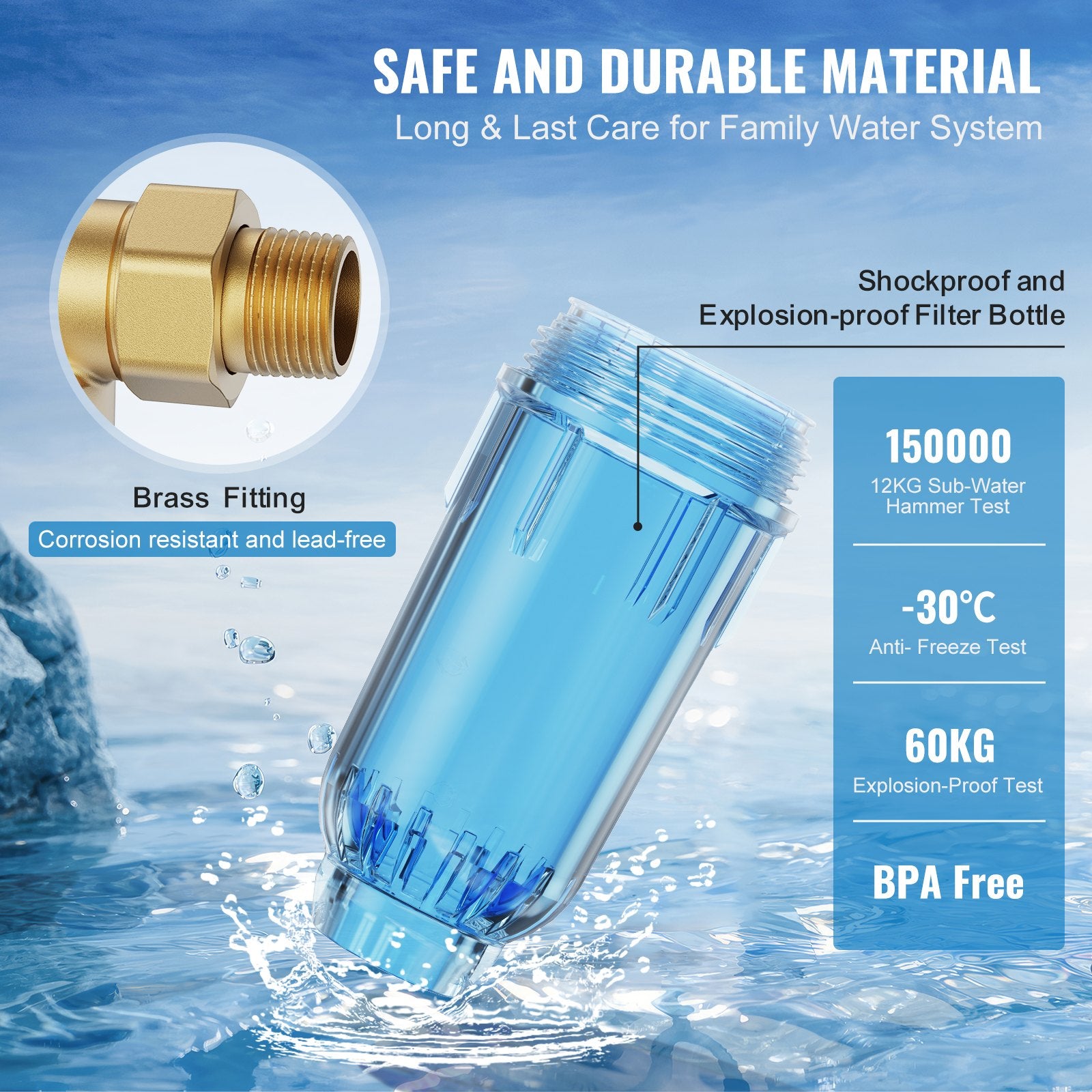 Spin Down Filter, 40 Micron Whole House Sediment Filter for Well Water, 3/4" G-M + 1" G-M + 3/4" G-F, 4 T/H V952-SDCXQZSGLQFCT30OFV0