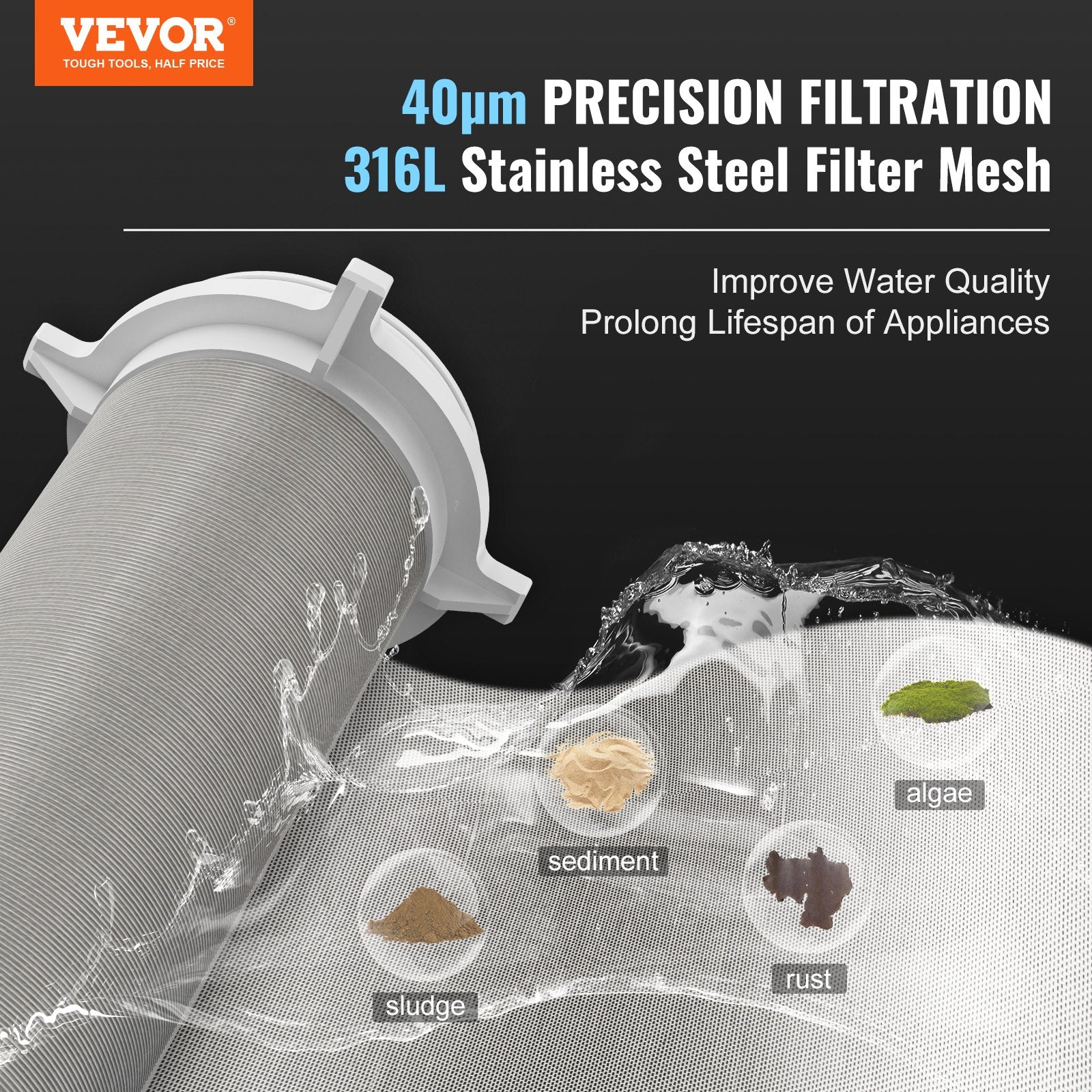 Spin Down Filter, 40 Micron Whole House Sediment Filter for Well Water, 3/4" G-M + 1" G-M, 4 T/H High Flow V952-SDCXQZSGLQFCTOJRXV0