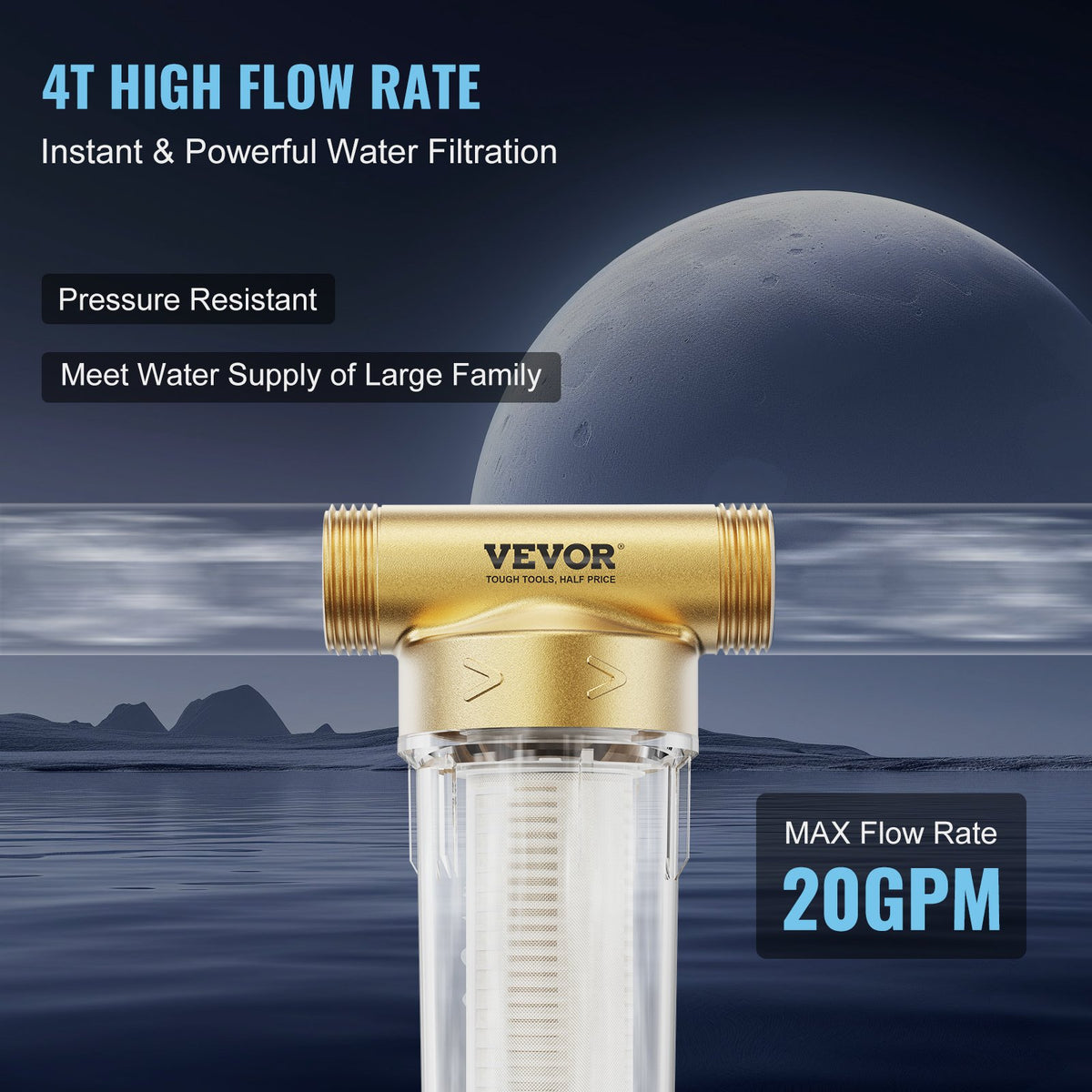 Spin Down Filter, 40 Micron Whole House Sediment Filter for Well Water, 3/4" G-F + 1" G-M, 4 T/H High Flow V952-SDCXQZSGLQZC3BJ3TV0