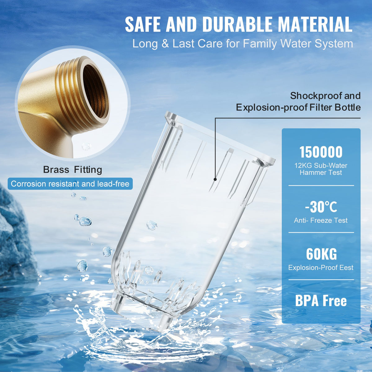 Spin Down Filter, 40 Micron Whole House Sediment Filter for Well Water, 3/4" G-F + 1" G-M, 4 T/H High Flow V952-SDCXQZSGLQZC3BJ3TV0