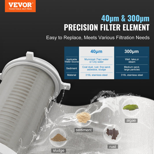 Spin Down Filter, 40 Micron + 30 Micron Fine Filtration, Whole House Sediment Filter for Well Water, 3/4" G-F V952-SDCXQZSGLQZCDBHPNV0
