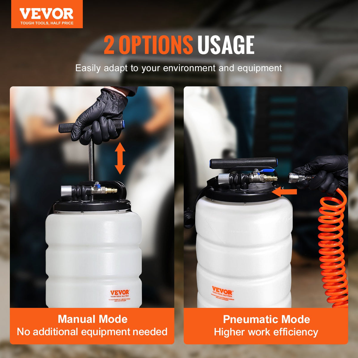 Fluid Extractor, 15 Liters Capacity, Pneumatic/Manual Oil Changer Vacuum Fluid Extractor with Dipstick and V952-SDCYQ15LQD20CAED3V0