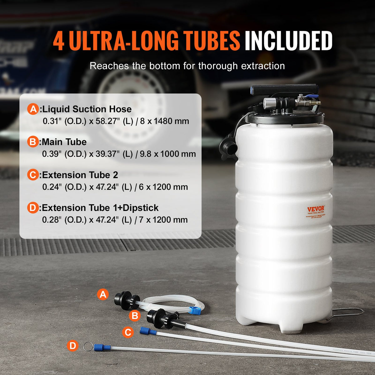 Fluid Extractor, 15 Liters Capacity, Pneumatic/Manual Oil Changer Vacuum Fluid Extractor with Dipstick and V952-SDCYQ15LQD20CAED3V0