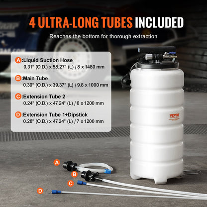 Fluid Extractor, 15 Liters Capacity, Pneumatic/Manual Oil Changer Vacuum Fluid Extractor with Dipstick and V952-SDCYQ15LQD20CAED3V0