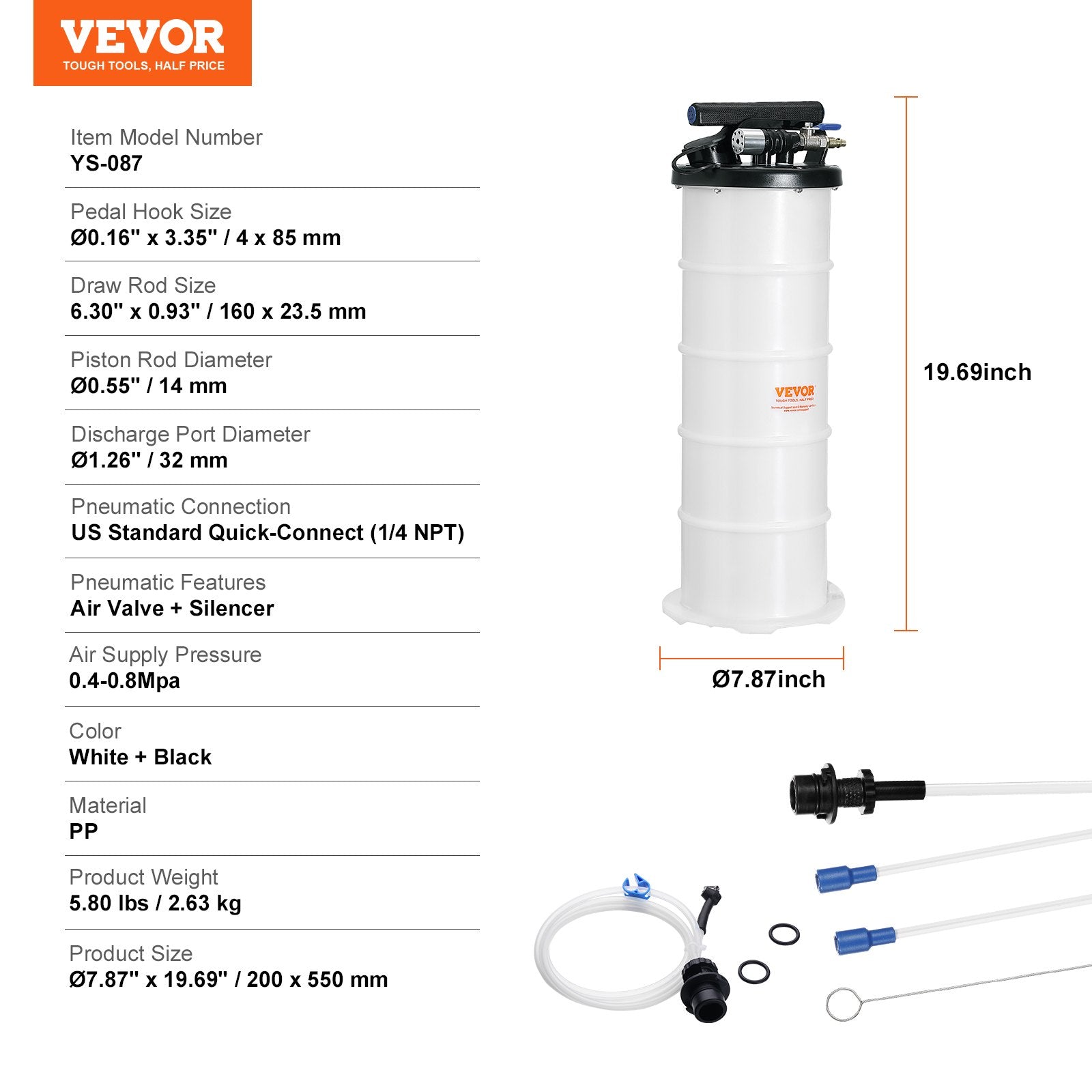 Fluid Extractor, 6.5 Liters Capacity, Pneumatic/Manual Oil Changer Vacuum Fluid Extractor with Dipstick and V952-SDCYQ7LQD20083X6NV0