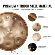Handpan Drum 22 in 10 Notes D Minor Hand Drum Instrument with Mallet V952-SDG22INCH10YOXTG2V0