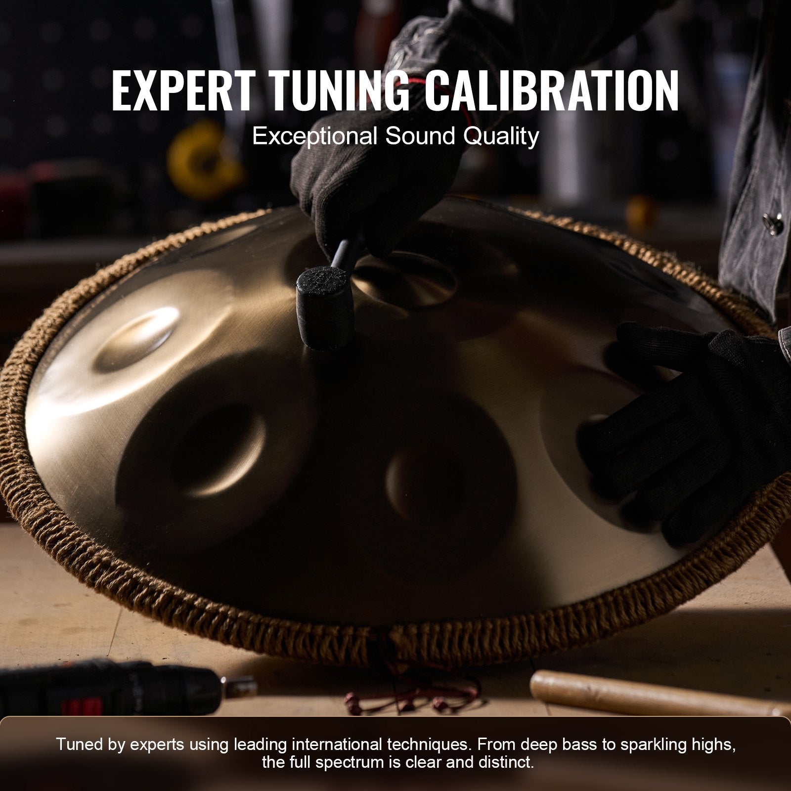 Handpan Drum 22 in 10 Notes D Minor Hand Drum Instrument with Mallet V952-SDG22INCH10YOXTG2V0