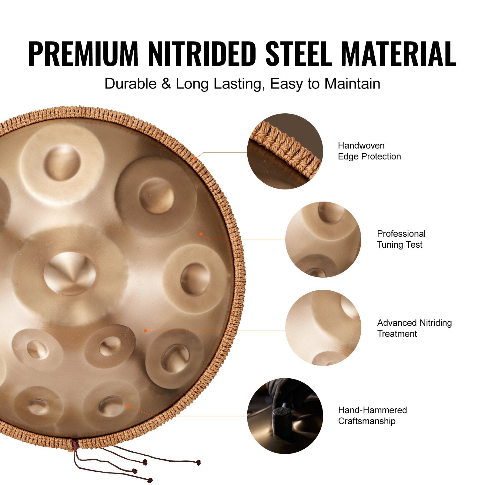 Handpan Drum 22 in 12 Notes D Minor Hand Drum Instrument with Mallet V952-SDG22INCH12Y64Q1KV0