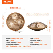 Handpan Drum 22 in 12 Notes D Minor Hand Drum Instrument with Mallet V952-SDG22INCH12Y64Q1KV0
