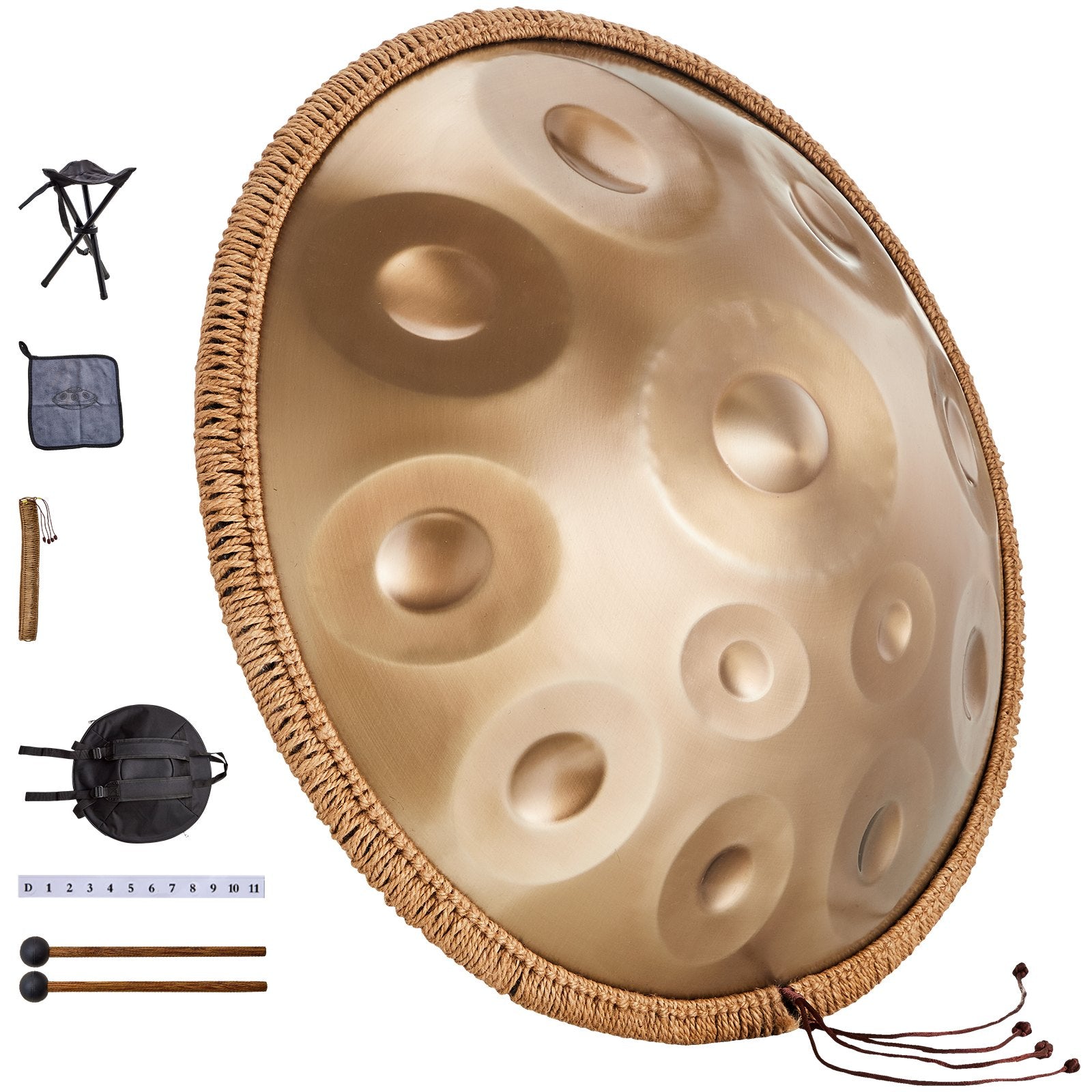 Handpan Drum 22 in 12 Notes D Minor Hand Drum Instrument with Mallet V952-SDG22INCH12Y64Q1KV0