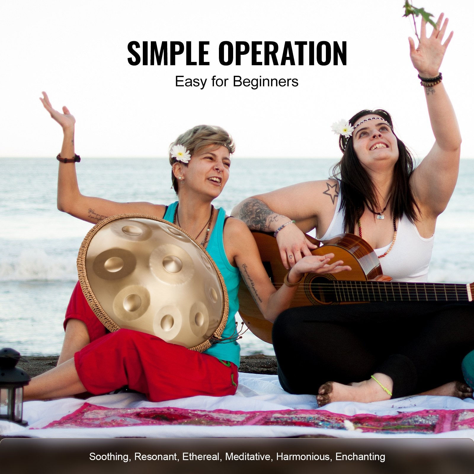 Handpan Drum 22 in 9 Notes D Minor Steel Hand Drum with Mallets for Adult V952-SDG22INCH9YDCVIEZV0