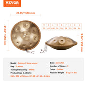 Handpan Drum 22 in 9 Notes D Minor Steel Hand Drum with Mallets for Adult V952-SDG22INCH9YDCVIEZV0