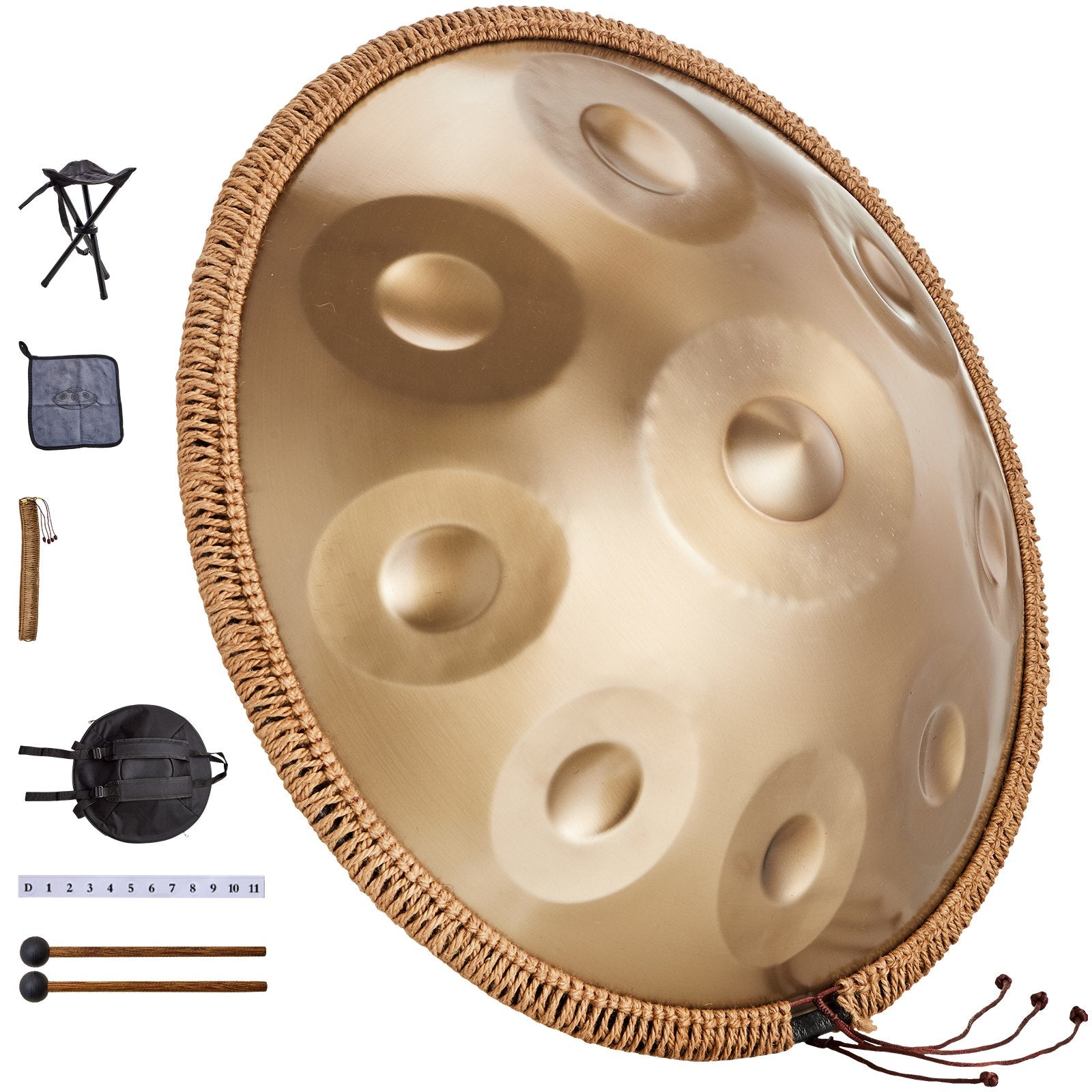 Handpan Drum 22 in 9 Notes D Minor Steel Hand Drum with Mallets for Adult V952-SDG22INCH9YDCVIEZV0