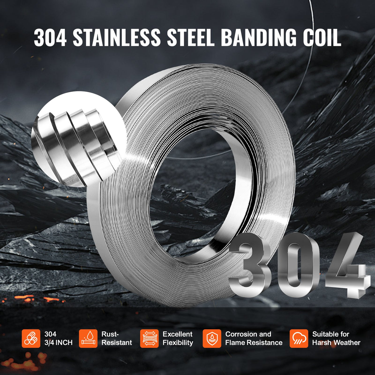 Banding Strapping Kit with Strapping Tensioner Tool, 30 m Length 304 Stainless Steel Banding, 100 Metal V952-SDGDDBJ30M10QCXLZV0