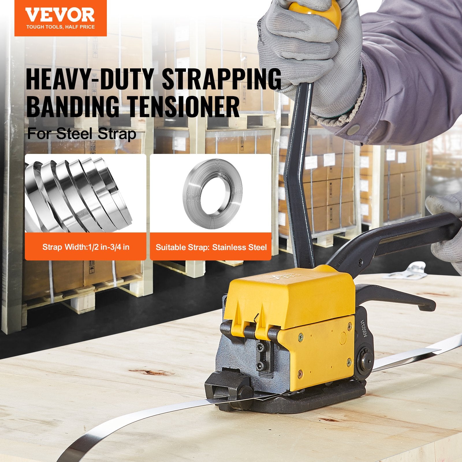 Steel Strapping Tool for 13-19 mm Width, 3-in-1 (Tensioner, Crimper, Cutter) Manual Belt Packaging Banding V952-SDGDKZGJDJT04MNNHV0