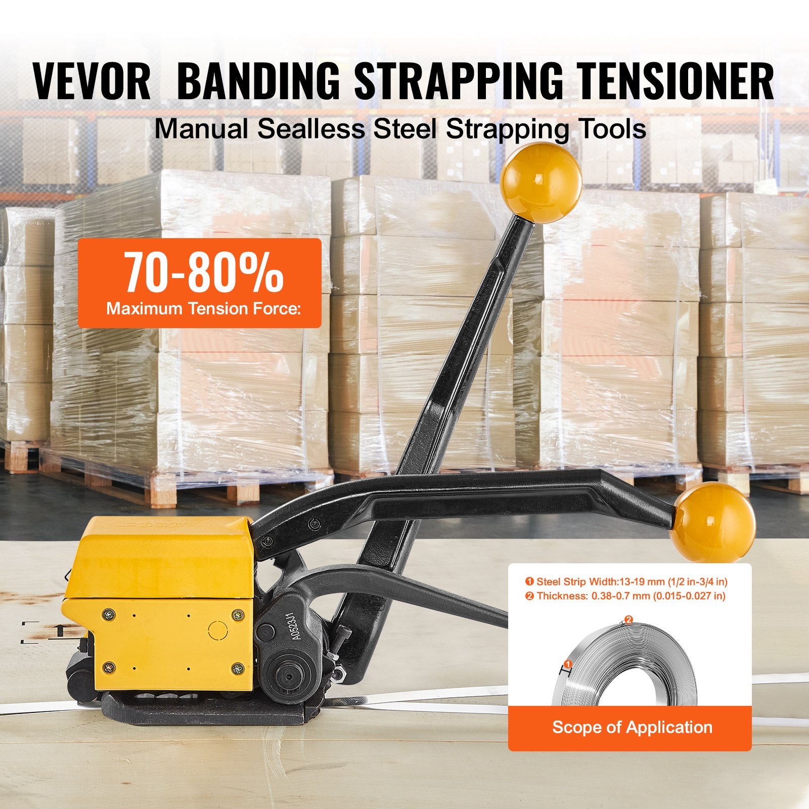 Steel Strapping Tool for 13-19 mm Width, 3-in-1 (Tensioner, Crimper, Cutter) Manual Belt Packaging Banding V952-SDGDKZGJDJT04MNNHV0