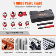 Ratchet Pipe Threader Kit, 1/4" NPT - 1-1/4" NPT Manual Ratcheting Pipe Threader, Portable Pipe Threading V952-SDGLWQJG614381V21V0