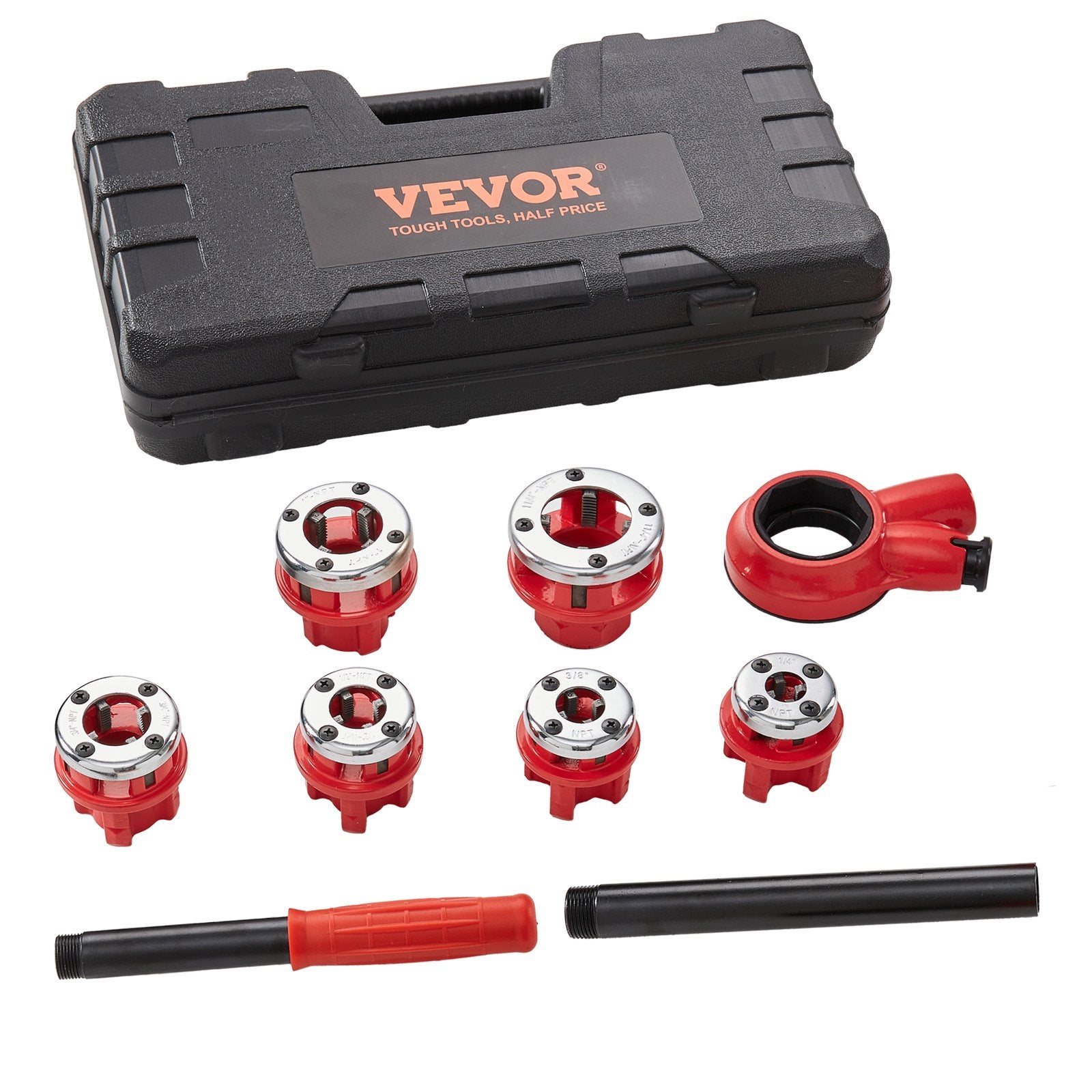 Ratchet Pipe Threader Kit, 1/4" NPT - 1-1/4" NPT Manual Ratcheting Pipe Threader, Portable Pipe Threading V952-SDGLWQJG614381V21V0