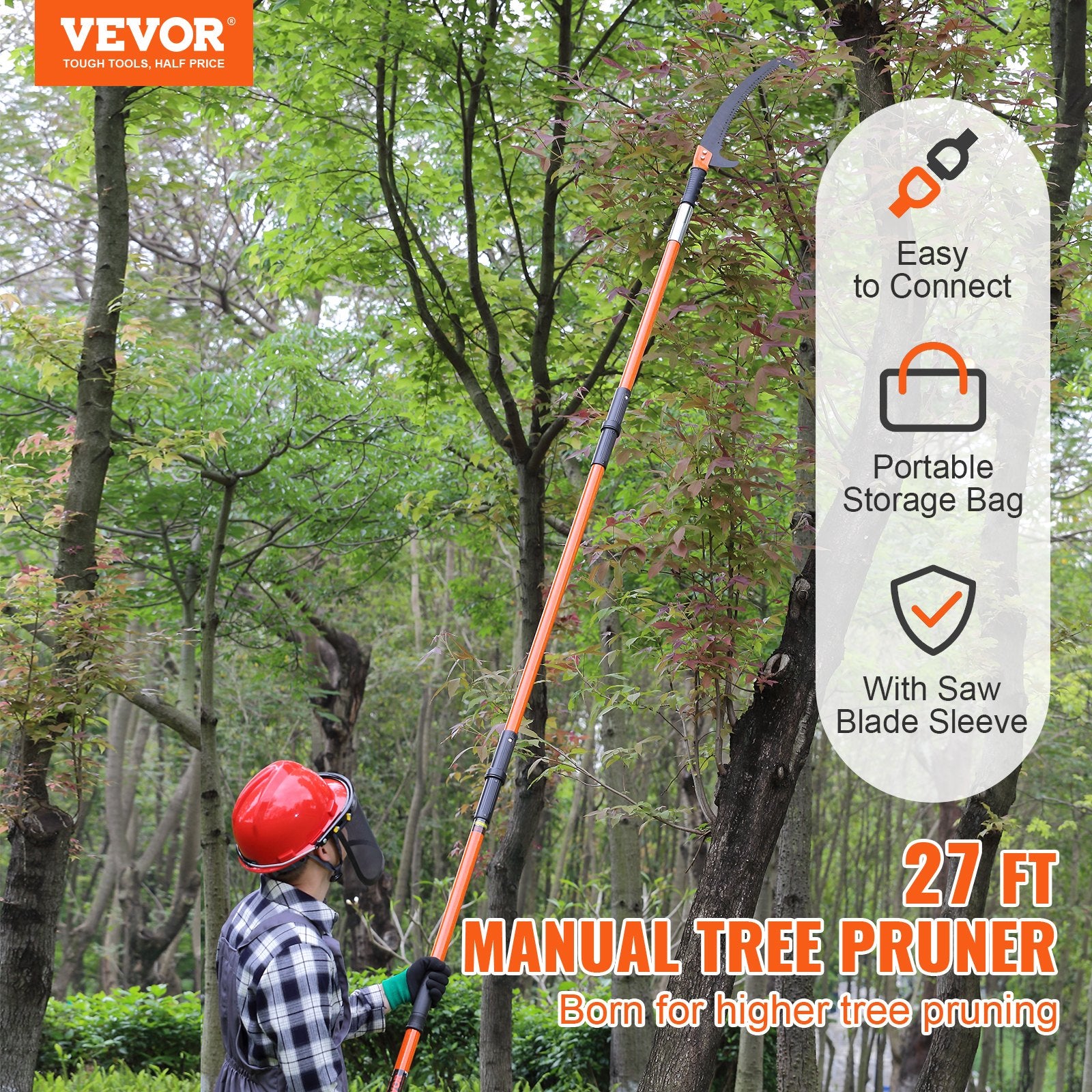 Manual Pole Saw, 2.24 m-8.24 m Extendable Tree Pruner, Sharp Steel Blade High Branches Trimming, Manual V952-SDGZJBXZZK8M8DKWOV0