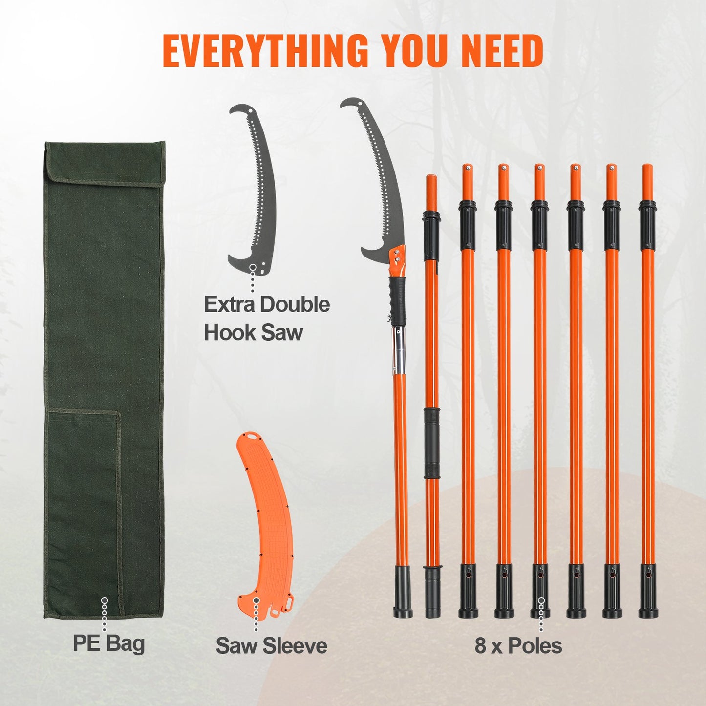 Manual Pole Saw, 2.24 m-8.24 m Extendable Tree Pruner, Sharp Steel Blade High Branches Trimming, Manual V952-SDGZJBXZZK8M8DKWOV0