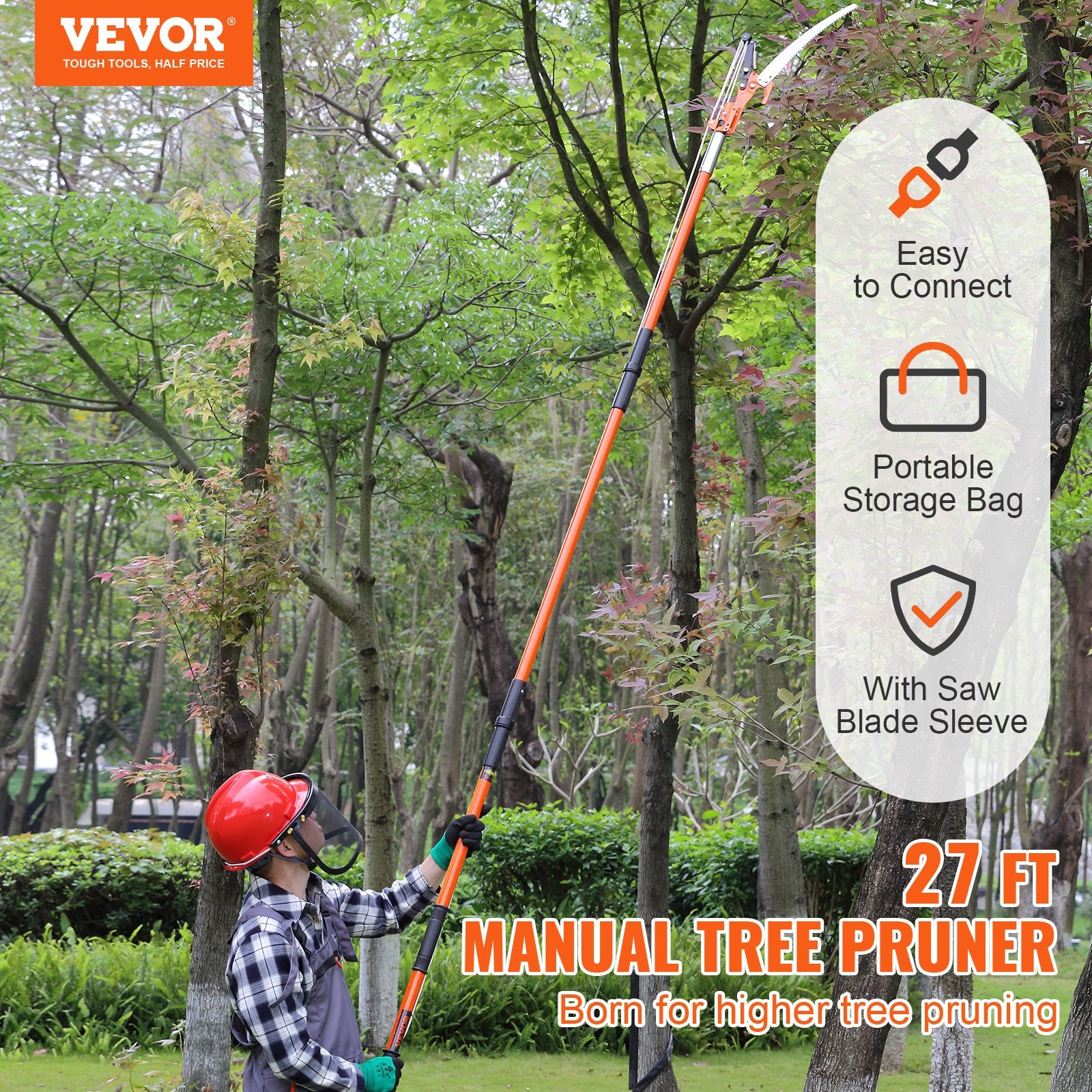 Manual Pole Saw, 2.24 m-8.24 m Extendable Tree Pruner, Sharp Steel Blade and Scissors High Branches Trimming, V952-SDGZJBXZZK8M8K9PGV0