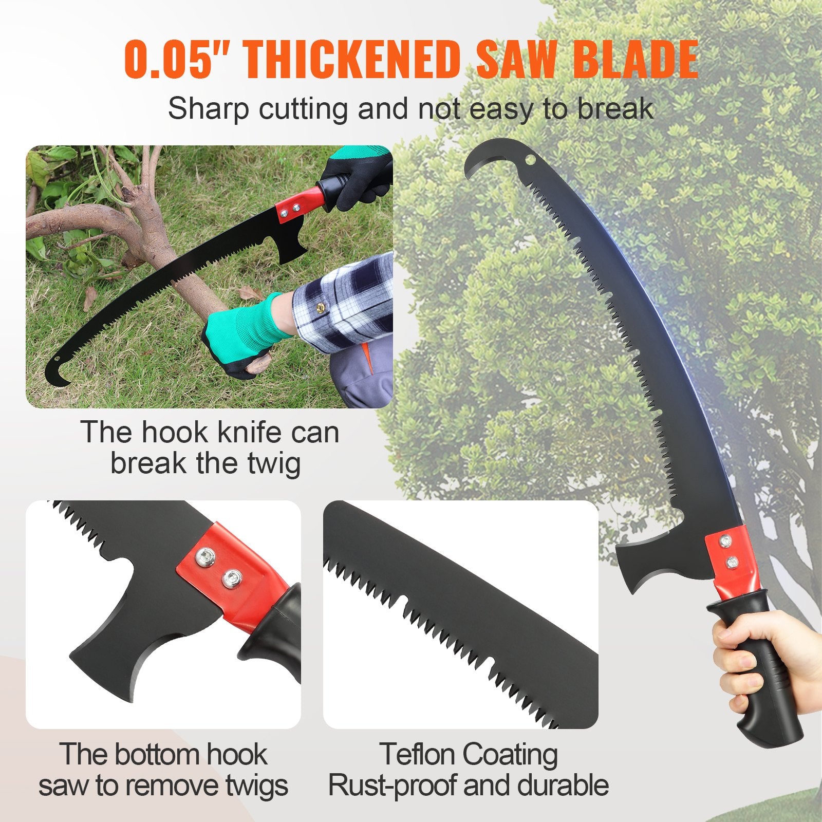 Manual Pole Saw Extendable Tree Pruner 1.5 m-6.1 m Aluminum Alloy Pole V952-SDGZJLHJSS6M55FPJV0