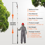 Manual Pole Saw Extendable Tree Pruner 1.5 m-6.1 m Aluminum Alloy Pole V952-SDGZJLHJSS6M55FPJV0