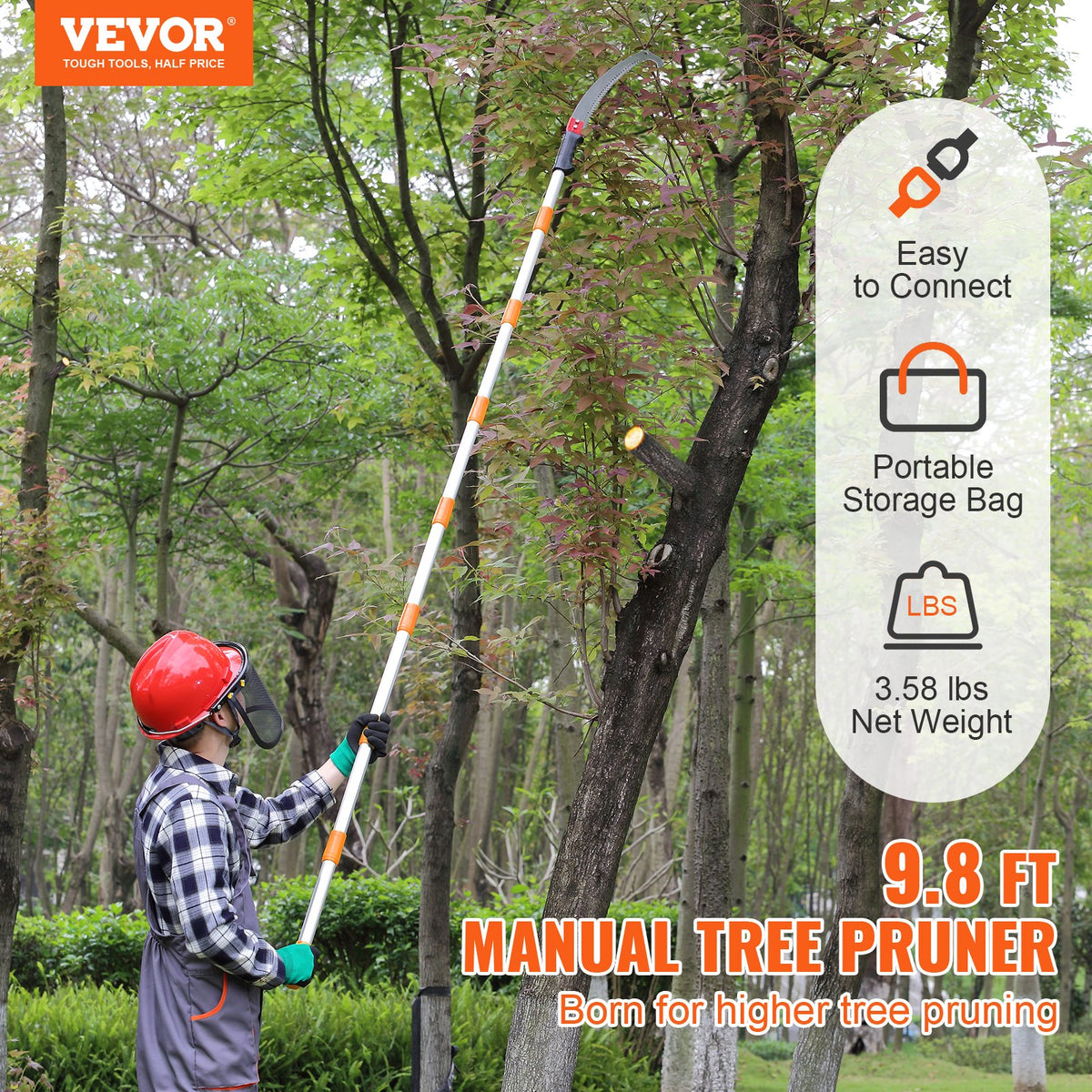 Manual Pole Saw Extendable Tree Pruner 1.4 m-3 m Aluminum Alloy Pole V952-SDGZJLHJZZ3M7QUFHV0