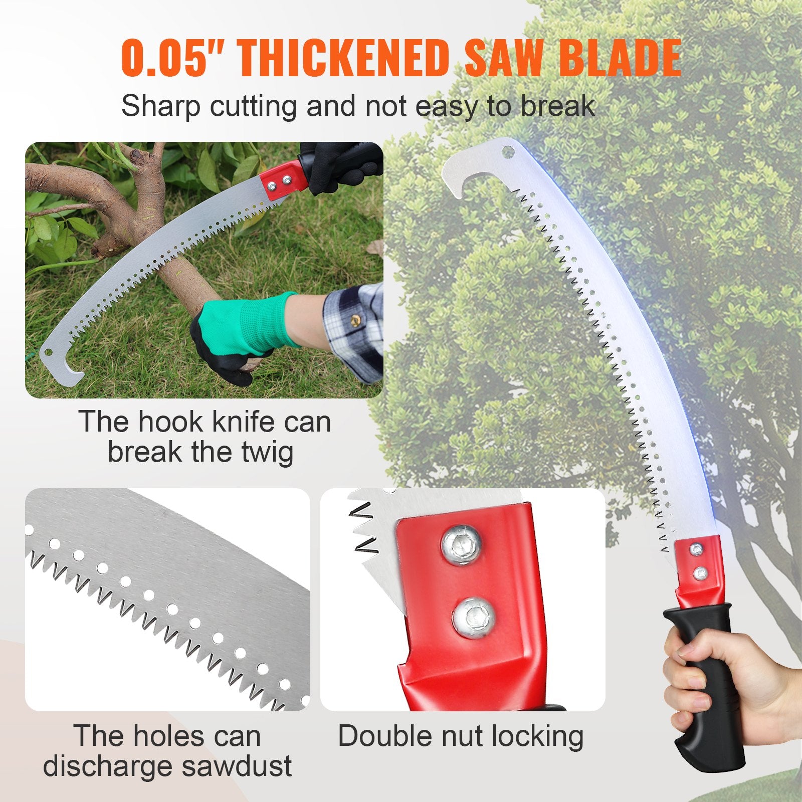 Manual Pole Saw Extendable Tree Pruner 1.4 m-3 m Aluminum Alloy Pole V952-SDGZJLHJZZ3M7QUFHV0