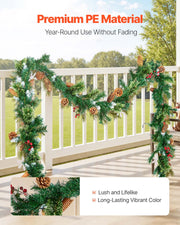 Christmas Garland, 2750mm Artificial Christmas Garland with Light String, Faux Greenery Decoration with Berry V952-SDHDHHSYSG9FC6AVU001V9