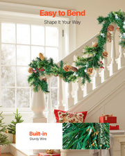 Christmas Garland, 2750mm Artificial Christmas Garland with Light String, Faux Greenery Decoration with Berry V952-SDHDHHSYSG9FC6AVU001V9