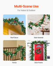 Christmas Garland, 2750mm Artificial Christmas Garland with Light String, Faux Greenery Decoration with Berry V952-SDHDHHSYSG9FC6AVU001V9