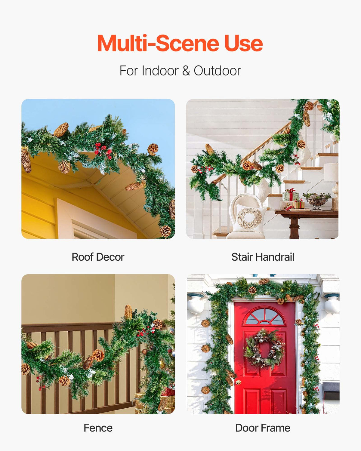 Christmas Garland, 2750mm Artificial Christmas Garland with Light String, Faux Greenery Decoration with Berry V952-SDHDHHSYSG9FC6AVU001V9