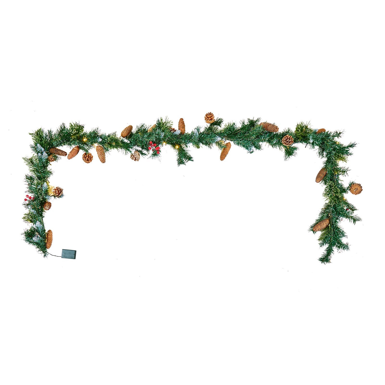 Christmas Garland, 2750mm Artificial Christmas Garland with Light String, Faux Greenery Decoration with Berry V952-SDHDHHSYSG9FC6AVU001V9