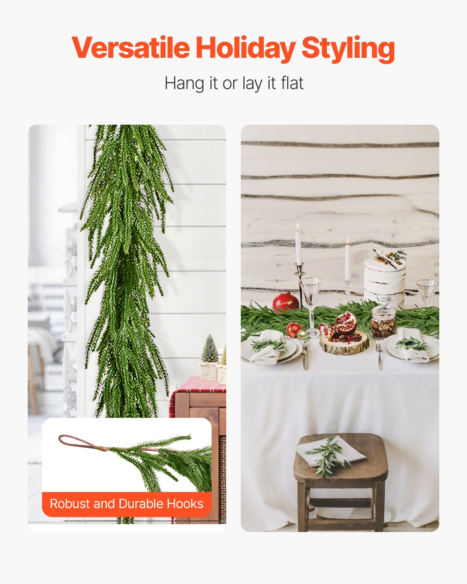 Christmas Garland, 2750 mm Realistic Norfolk Pine Garland, Evergreen Real Touch Artificial Faux Greenery V952-SDHDNFKS9FTB7B87R001V0