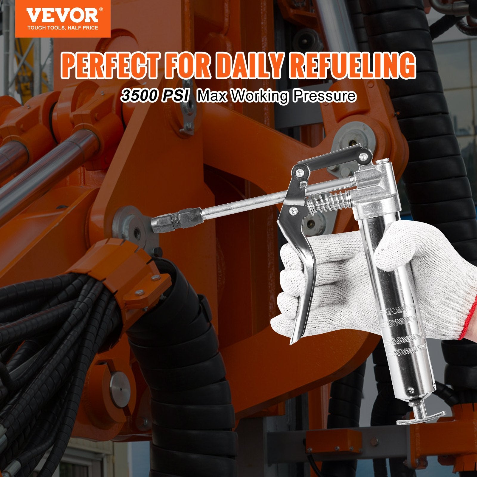Pistol Grip Grease Gun, 3500 PSI, 4 OZ / 120 CC Capacity Heavy Duty Professional Grease Gun, with 11.65 Inch V952-SDHYQSQSW12INN429V0