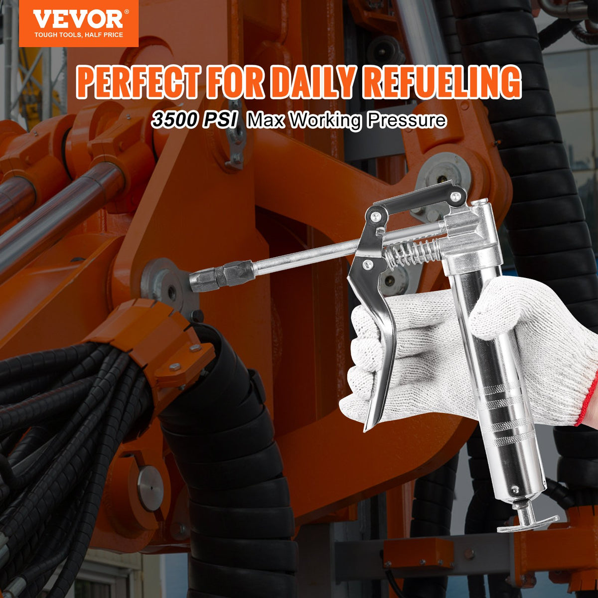 Pistol Grip Grease Gun, 3500 PSI, 4 OZ / 120 CC Capacity Heavy Duty Professional Grease Gun, with 11.65 Inch V952-SDHYQSQSW12INN429V0