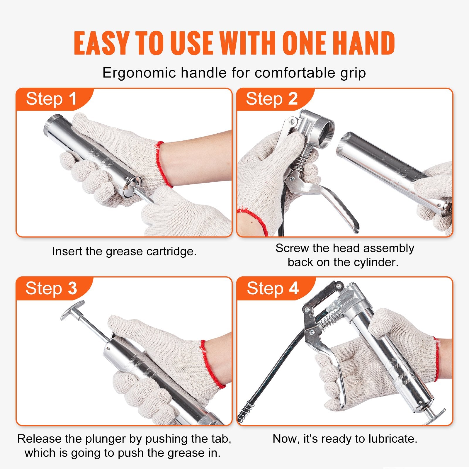 Pistol Grip Grease Gun, 3500 PSI, 4 OZ / 120 CC Capacity Heavy Duty Professional Grease Gun, with 11.65 Inch V952-SDHYQSQSW12INN429V0