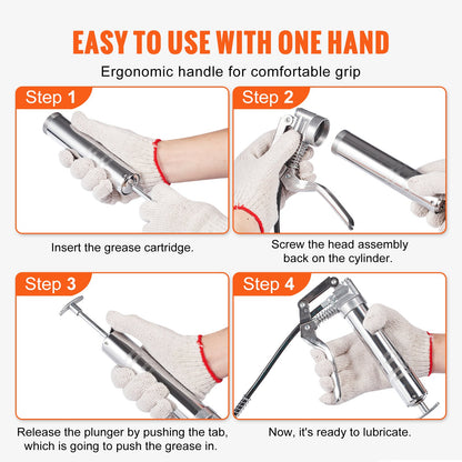 Pistol Grip Grease Gun, 3500 PSI, 4 OZ / 120 CC Capacity Heavy Duty Professional Grease Gun, with 11.65 Inch V952-SDHYQSQSW12INN429V0